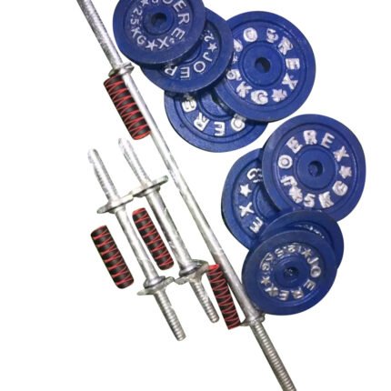 Combo Dumbbell Plate Set Including 10Kg Weight Plates, 3 Feet Barbell Bar, And Two 10-Inch Sticks - Complete Workout Equipment