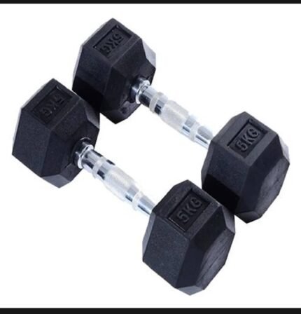 5kg hex dumbbells - 1 pair, 10kg =stainless steel with rubber coated -2pc